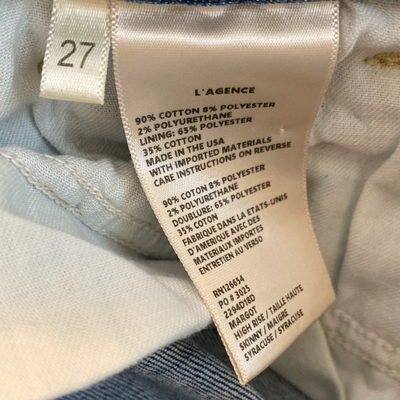 L’AGENCE Jeans Margot High Rise Skinny Syracuse Distressed Whiskered Size 4 (27) - Picture 4 of 8